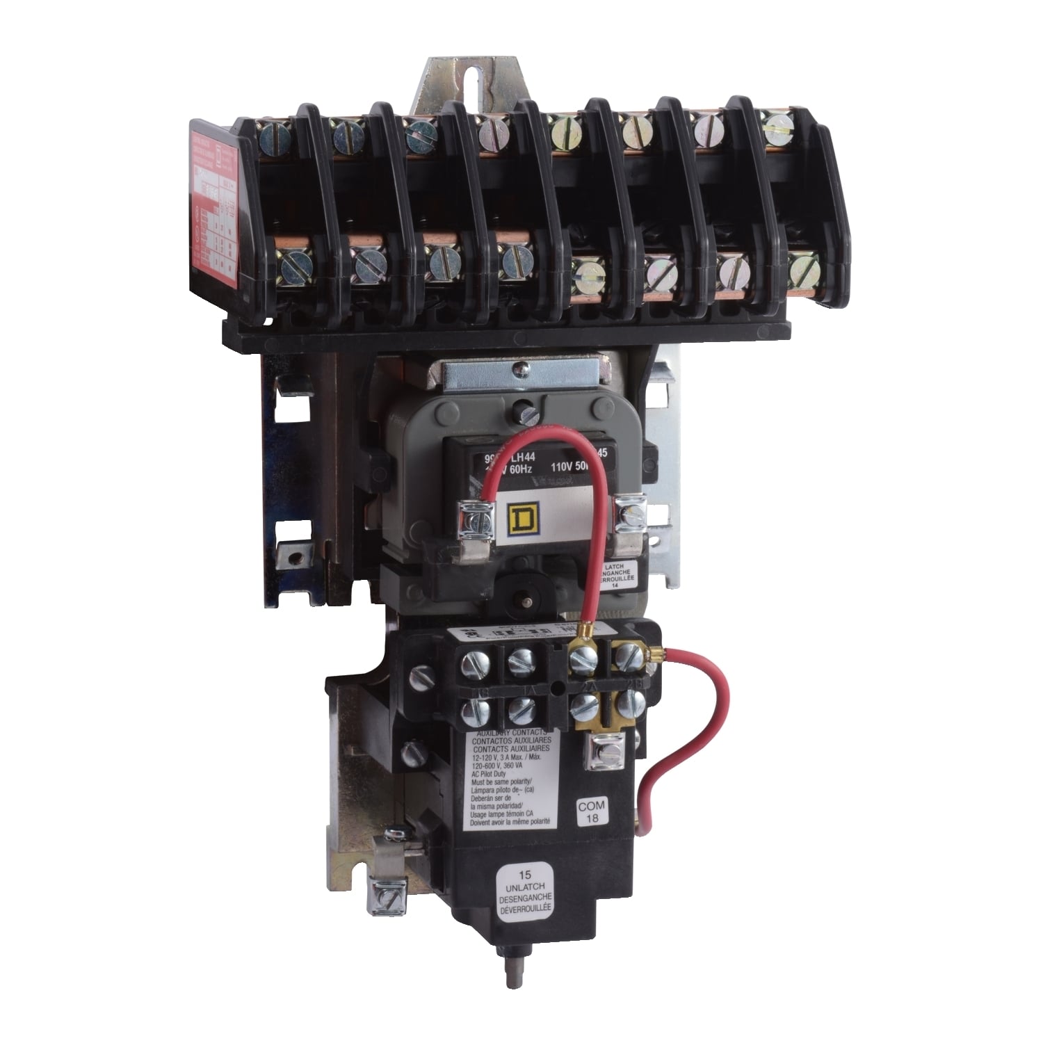 Contactor, Type L, multipole lighting, mechanically held, 30A, 8 pole, 600V, 277VAC 60Hz coil, open style [TAA]