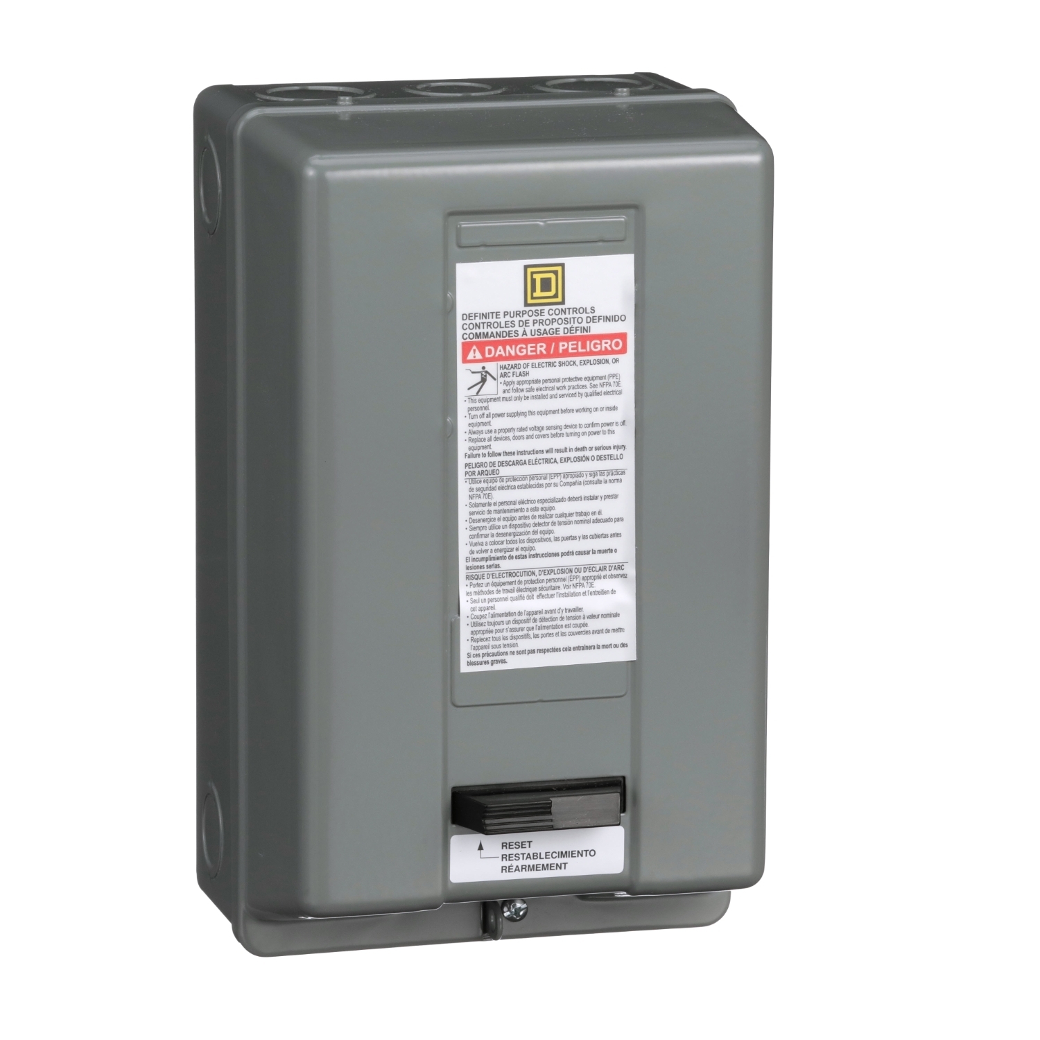Starter, Definite Purpose, nonreversing, 30A, 3 pole, 3 phase, 208V to 240V AC coil, melting alloy overload, NEMA 1, +options