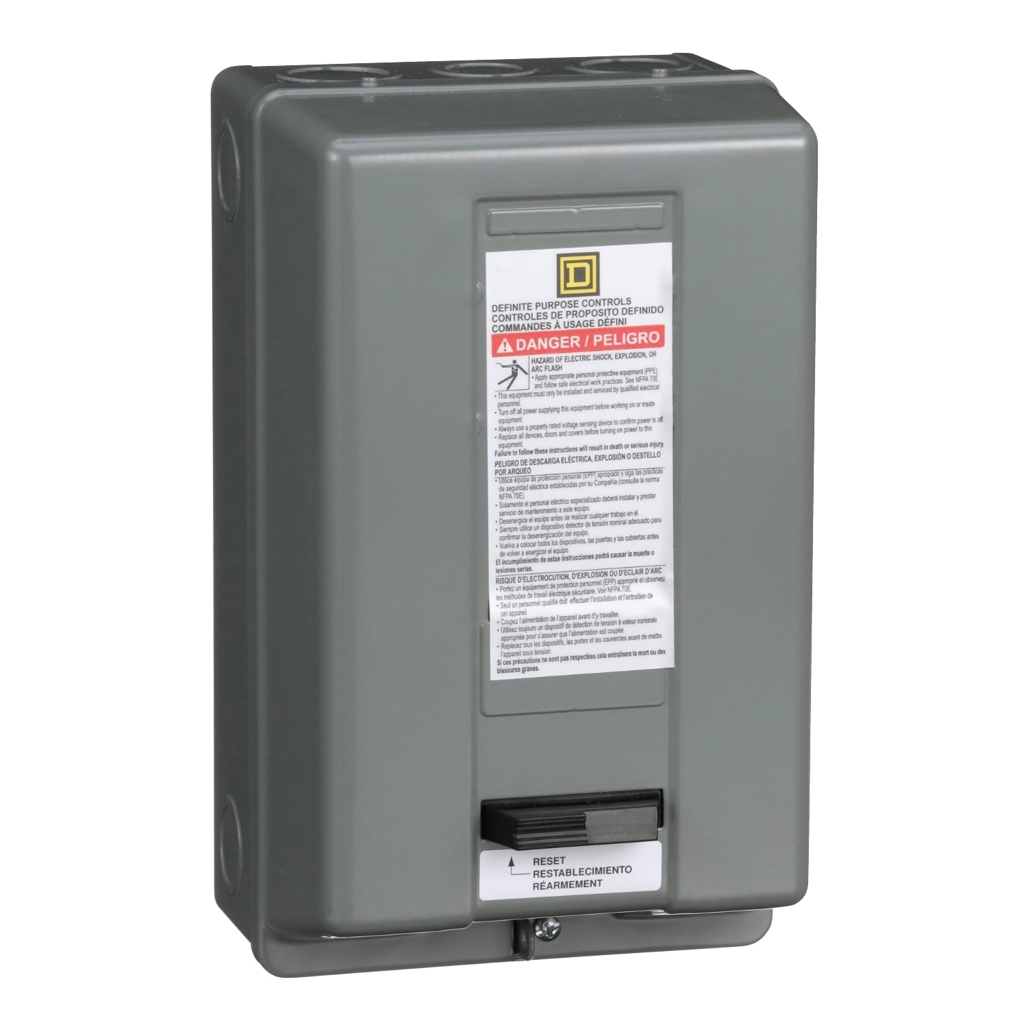 Starter, Definite Purpose, nonreversing, 40A, 2 pole, 1 phase, 208V to 240V AC coil, melting alloy overload, NEMA 1