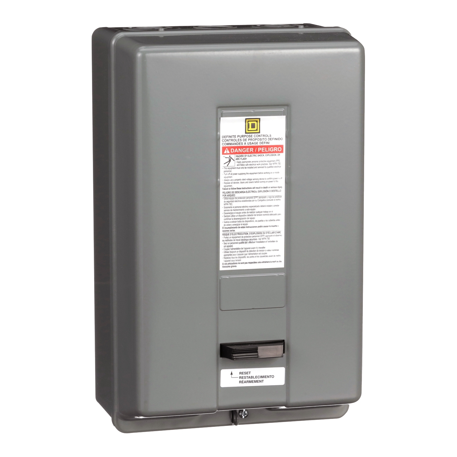 Starter, Definite Purpose, nonreversing, 50A, 2 pole, 1 phase, 208V to 240V AC coil, melting alloy overload, NEMA 1