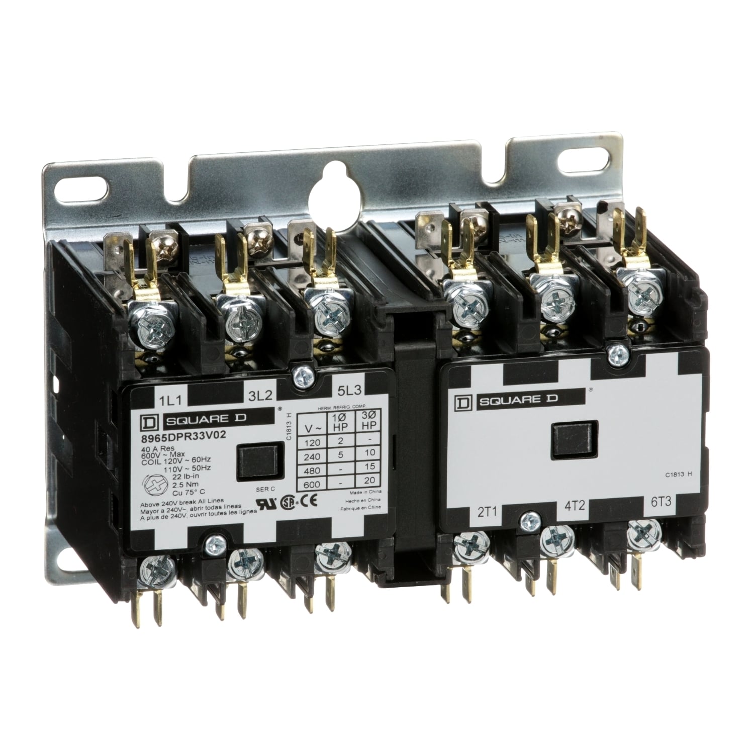 Reversing Hoist Contactor, 30A, 3 pole, 110/120VAC 50/60Hz coil, open style