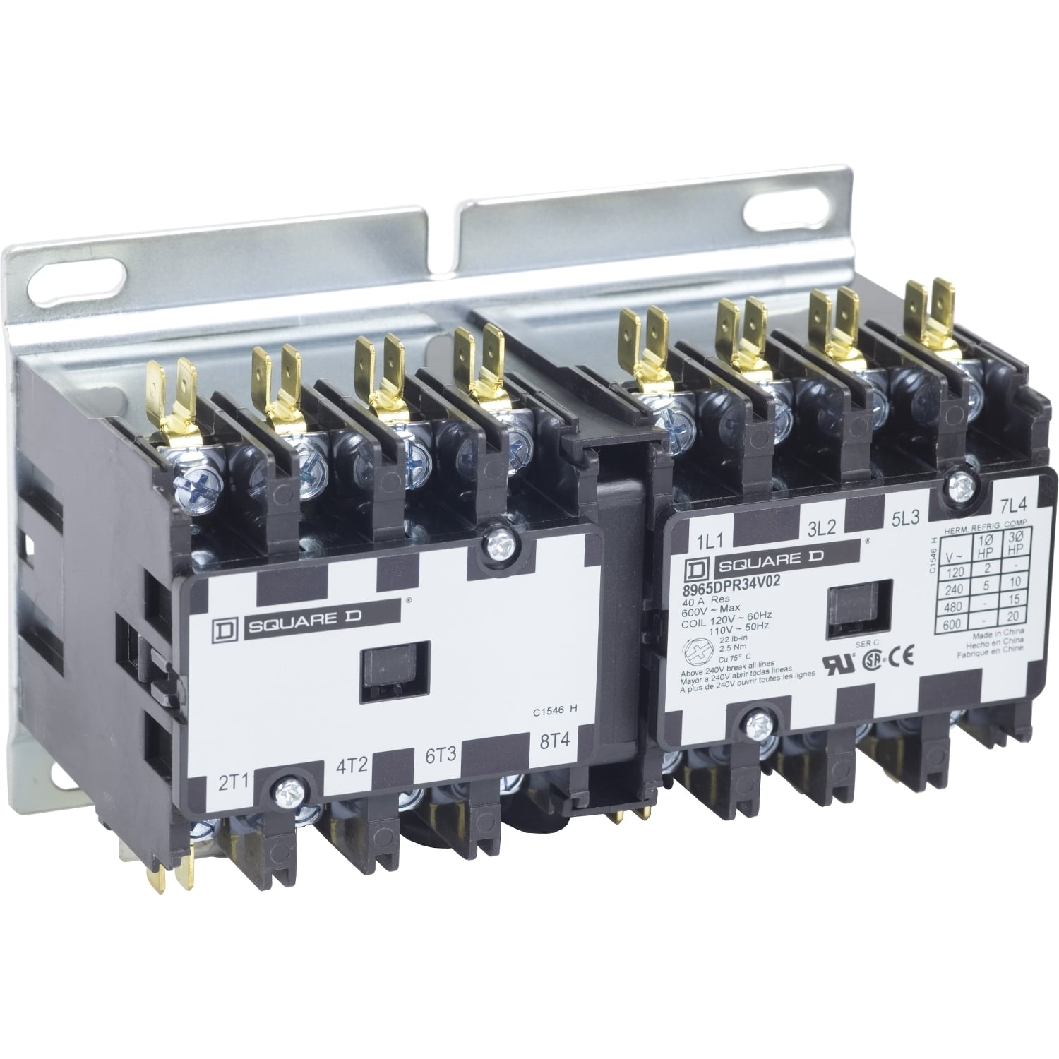 Reversing Hoist Contactor, 30A, 4 pole, 110/120VAC 50/60Hz coil, open style