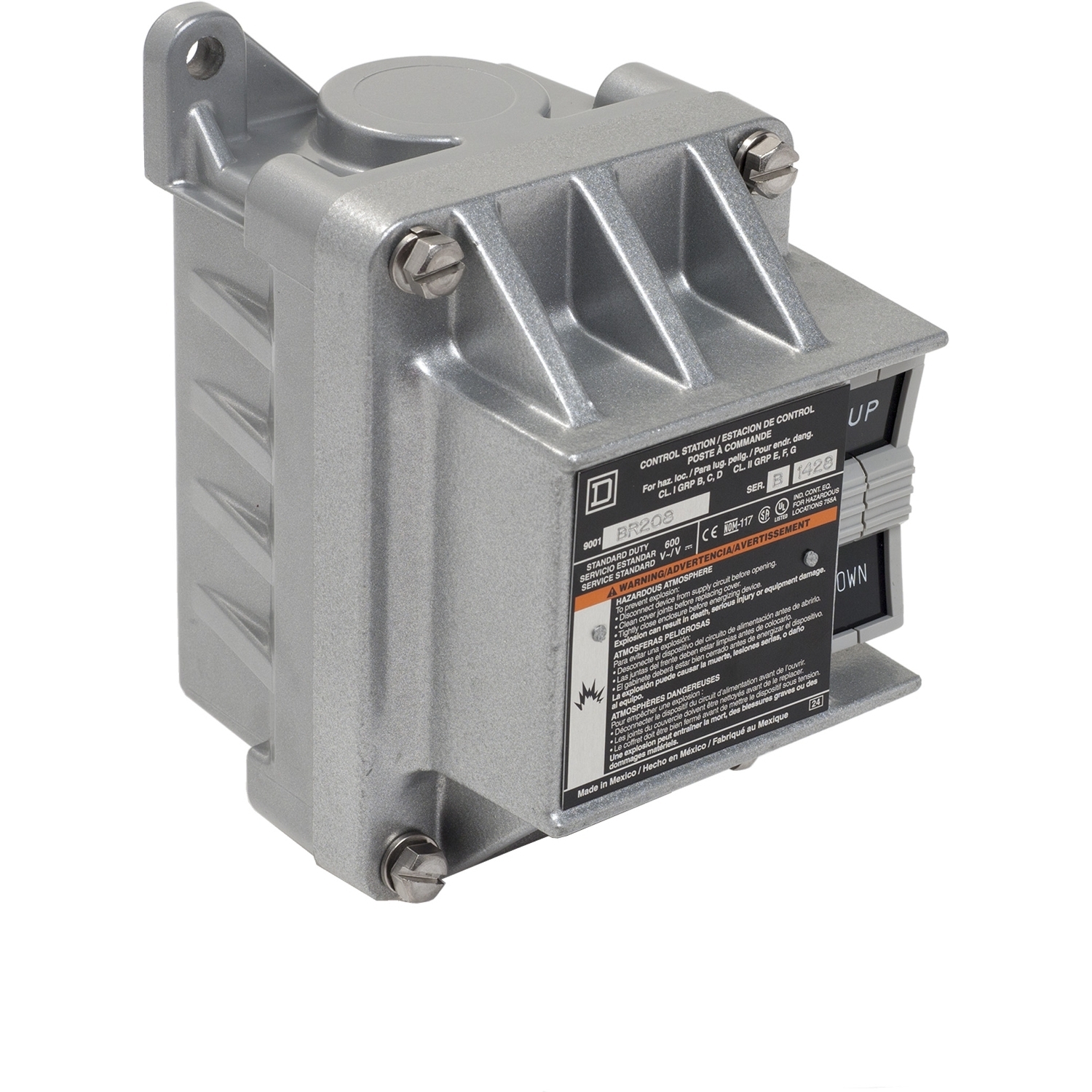 Push button, Type B, standard duty control station, 5A, 600 VAC, UP/DOWN, NEMA 7/9
