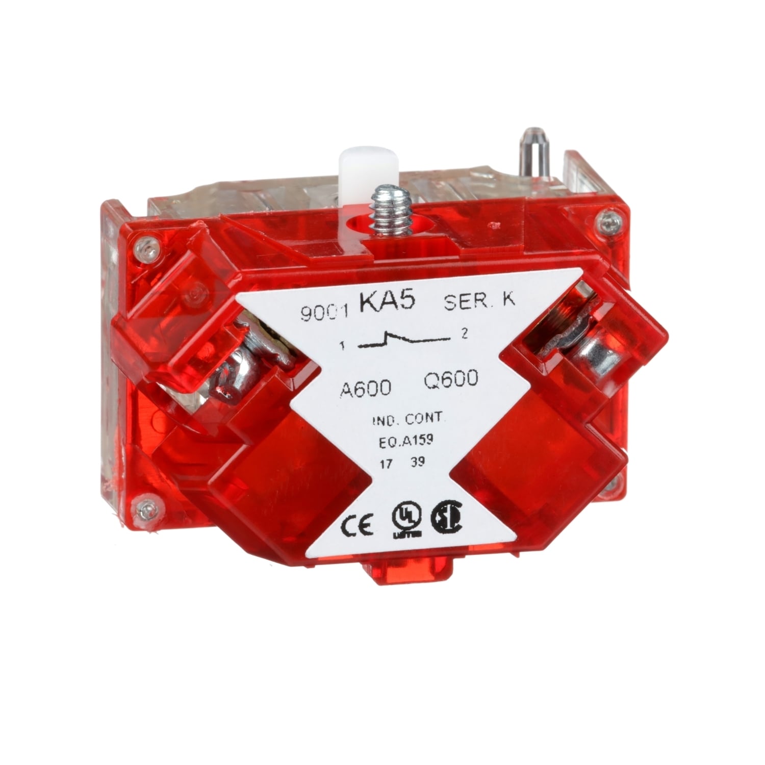 30mm Push Button, Types K, SK or KX, contact block, 1 NC late opening