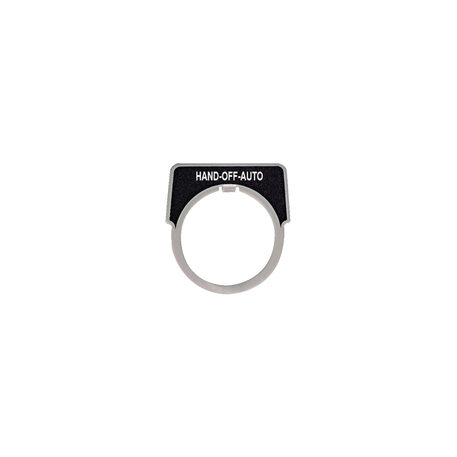 30mm Push Button, Type K, aluminum legend plate, black, marked HAND OFF AUTO