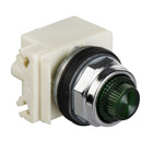 30mm push button, Type K, pilot light, transformer light module, 277VAC 50/60Hz, green plastic fresnel lens, NEMA 4, 13