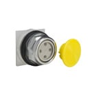 30mm push button, Type K, nonilluminated mushroom button, 1.375 inch yellow, 6A at 120VAC, 1NO/1NC contact, NEMA 4, 13