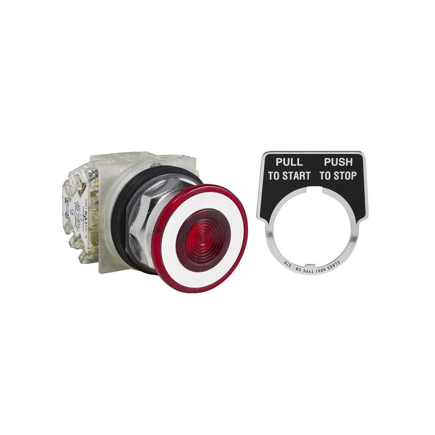 Push-button, Harmony 9001K, metal, mushroom 41mm, red, 30mm, 2 positions, push-pull, 2 C/O
