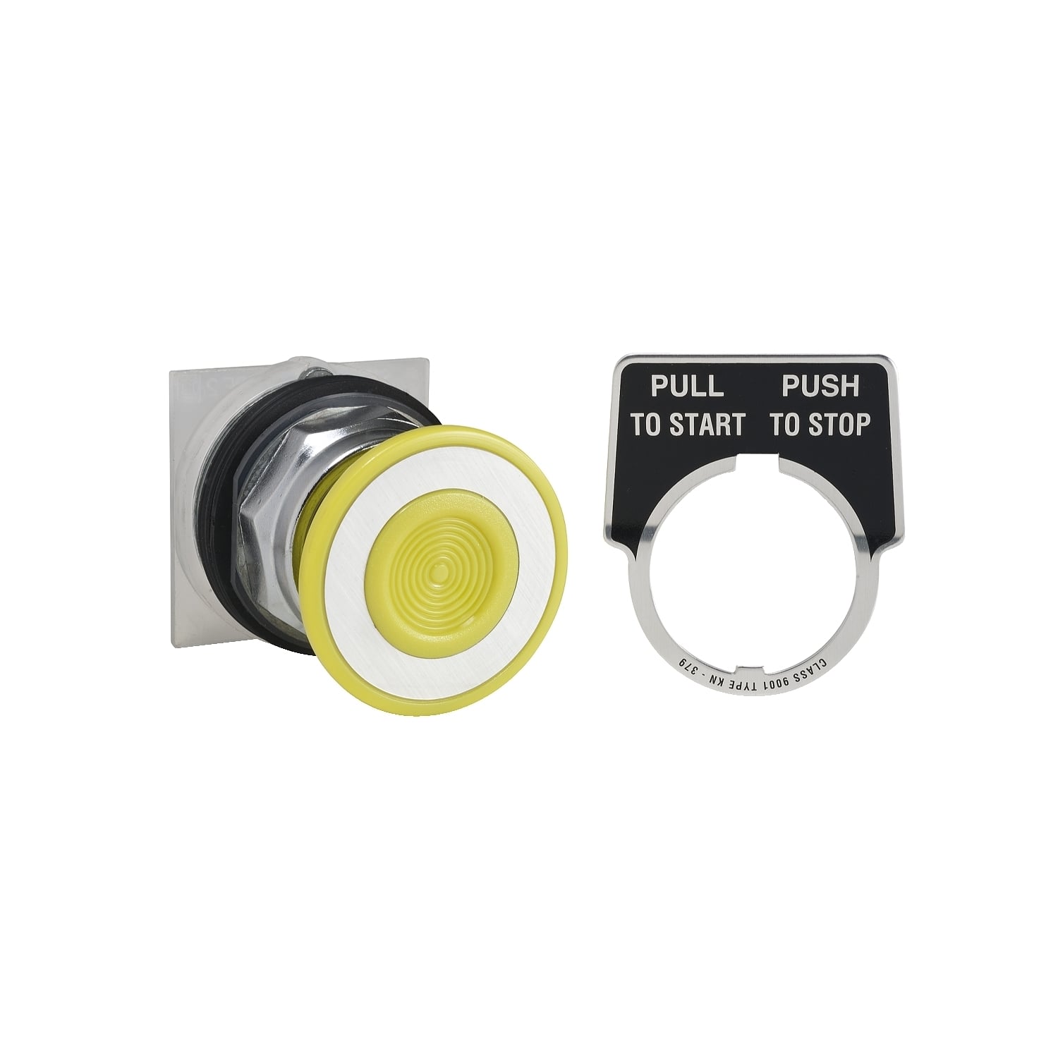 Push-button head, Harmony 9001K, metal, mushroom 41mm, yellow, 30mm, 2 positions, push-pull
