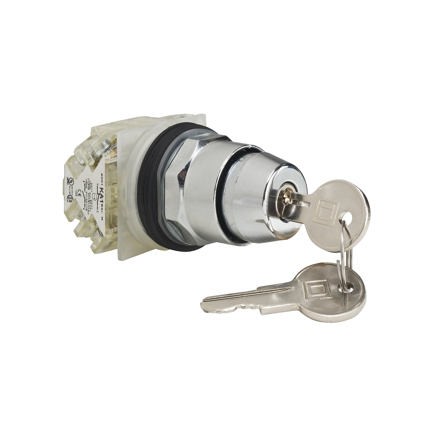Selector switch, Harmony 9001K, metal, key switch, 30mm, key E10, 2 positions, stay put, 2 changeovers