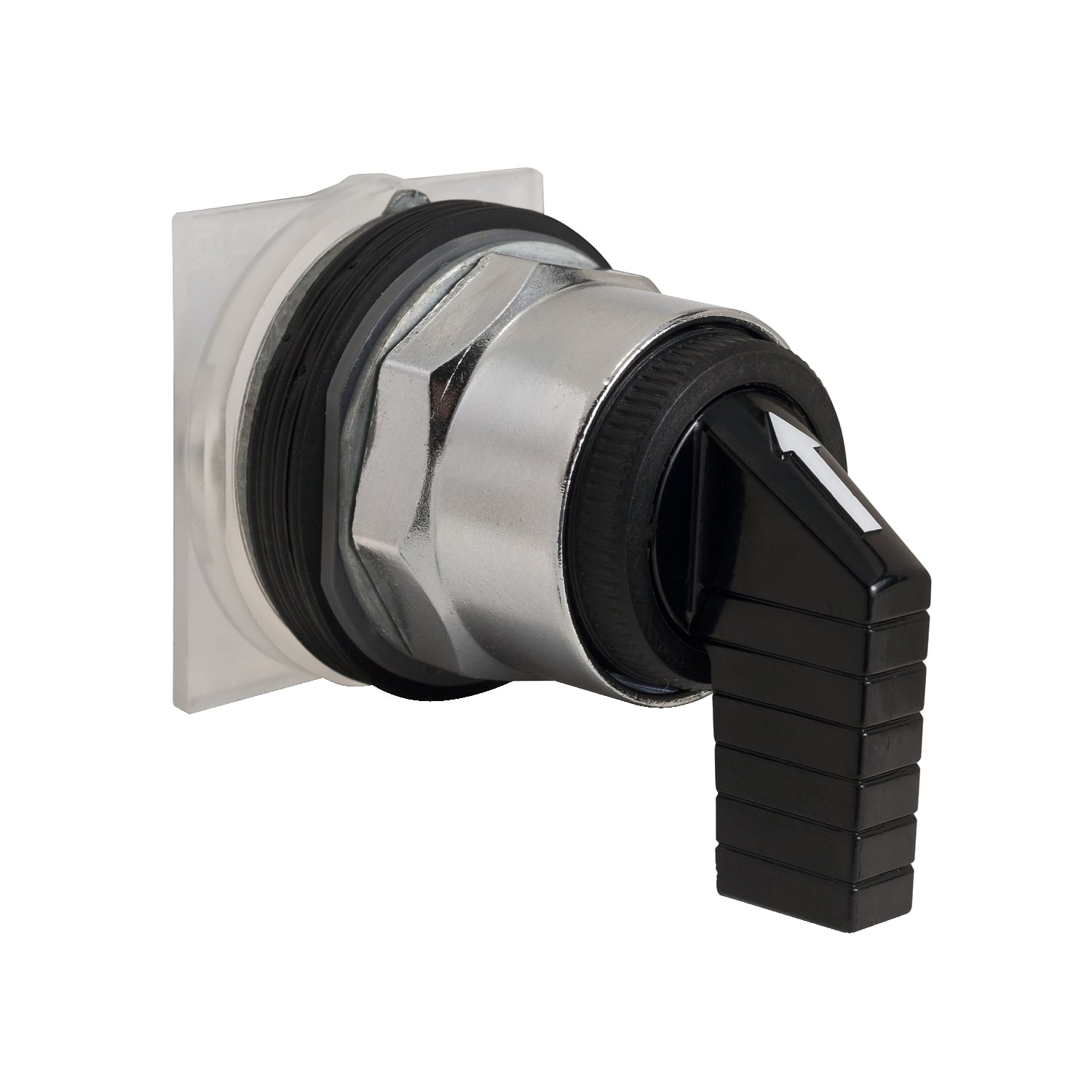 Selector switch head, Harmony 9001K, metal, long handle, black, 30mm, 3 positions, return both sides to center