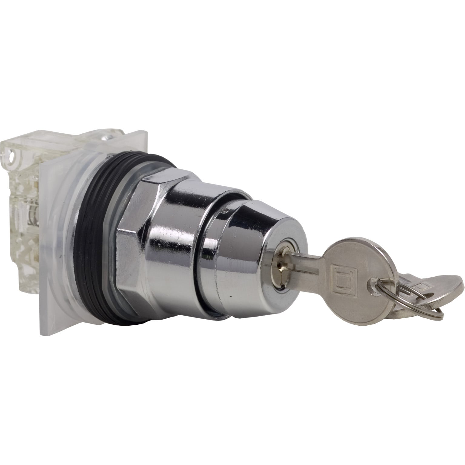 Selector switch, Harmony 9001K, metal, key switch, 30mm, key E10, 3 positions, return both sides to center, 1 CO