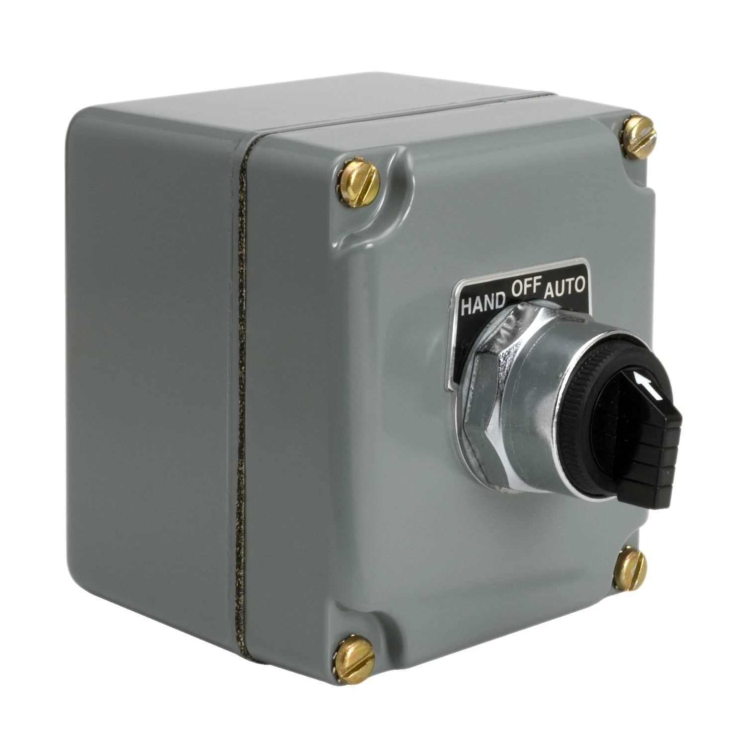 Complete control station, Harmony 9001K, 10A,  zinc, grey, 1 push button 1NO + 1NC HAND OFF AUTO, NEMA 3 4 13