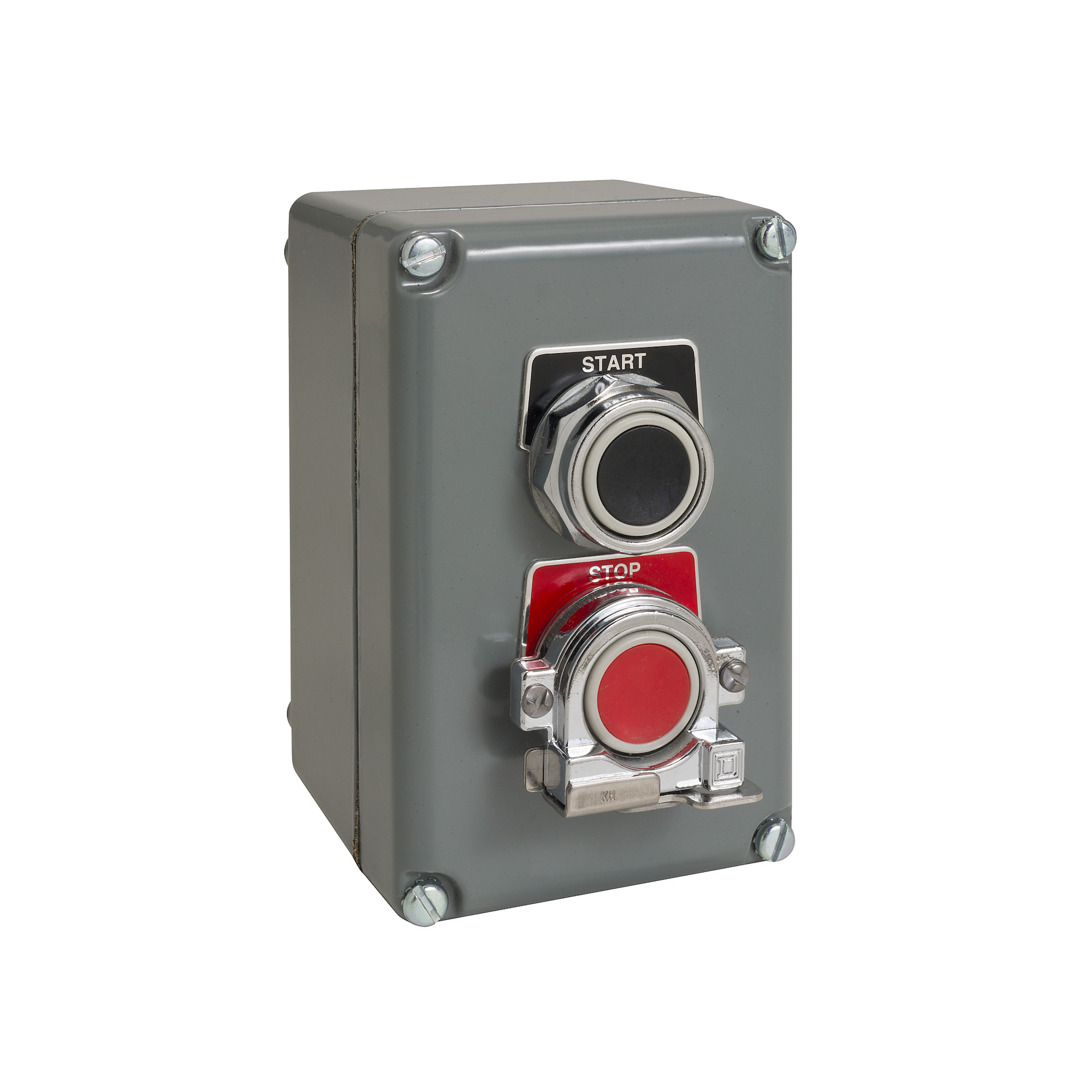 30mm push button, Type K, control station, two push buttons, 6A inductive at 120VAC, marked START and STOP, NEMA 4, 13