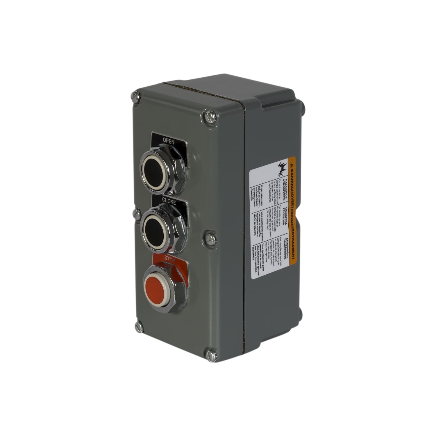 Complete control station, Harmony 9001K, 10A,  zinc, grey, 3 push buttons 3NO + 3NC OPEN CLOSE STOP, NEMA 3 4 13