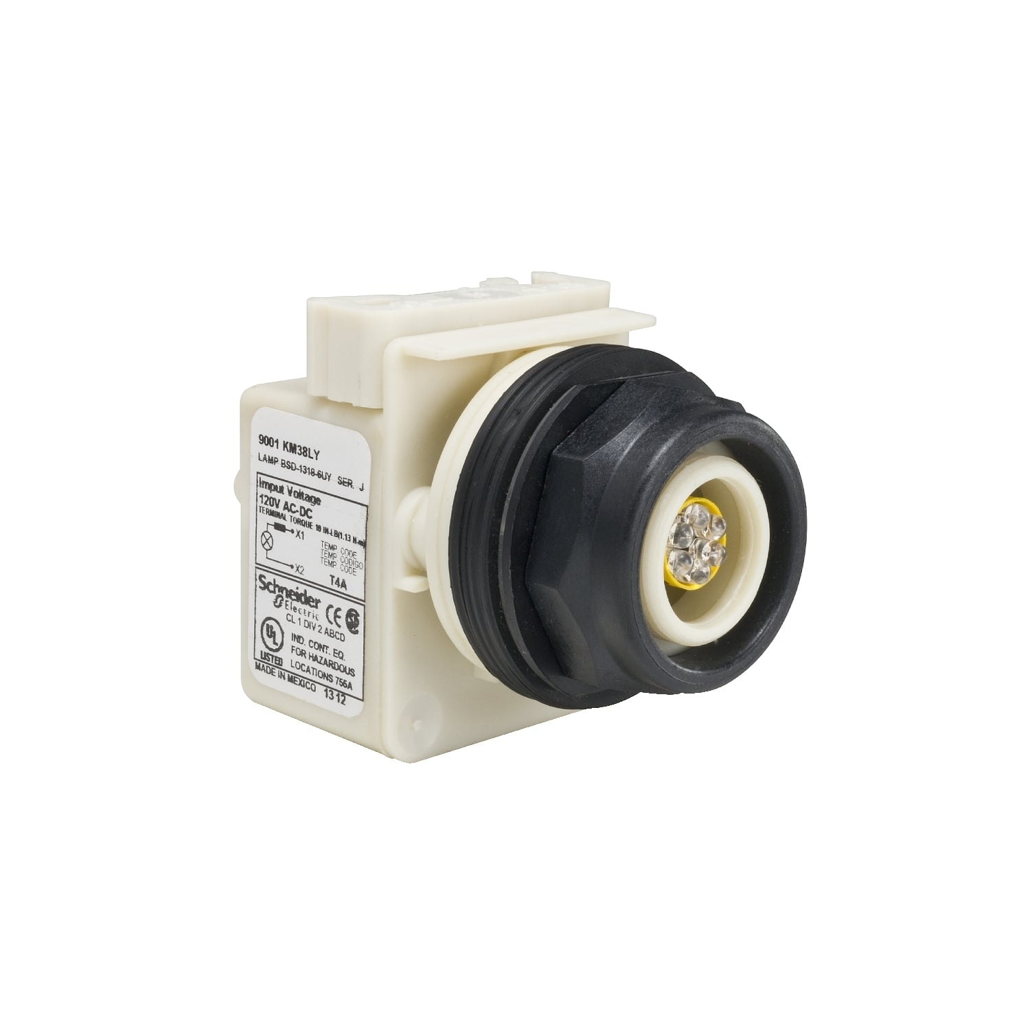 Pilot light head, Harmony 9001SK, plastic, without cap, 30mm, LED yellow, 120V