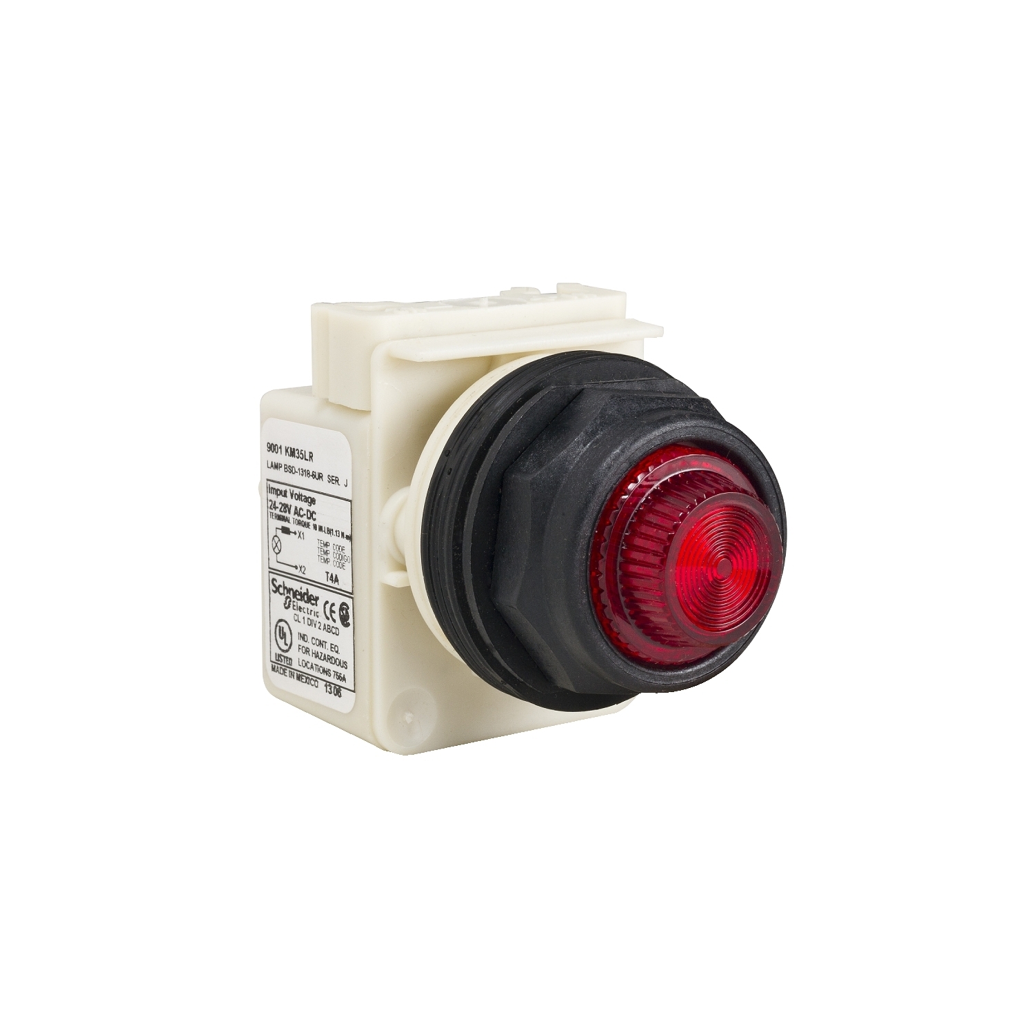 Pilot light, Harmony 9001SK, plastic, polycarbonate, fresnel lens, red, 30mm, LED red, 220...240V