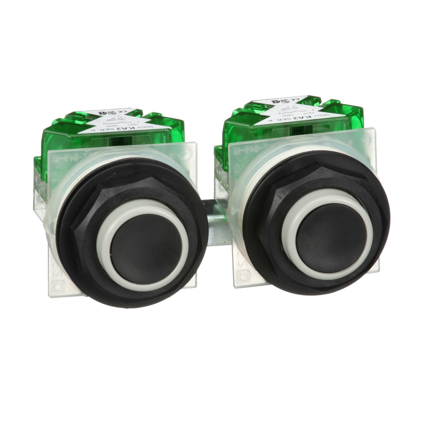 30mm Push Button, Type SKYP, single speed push button, two momentary interlocked, no guard, black
