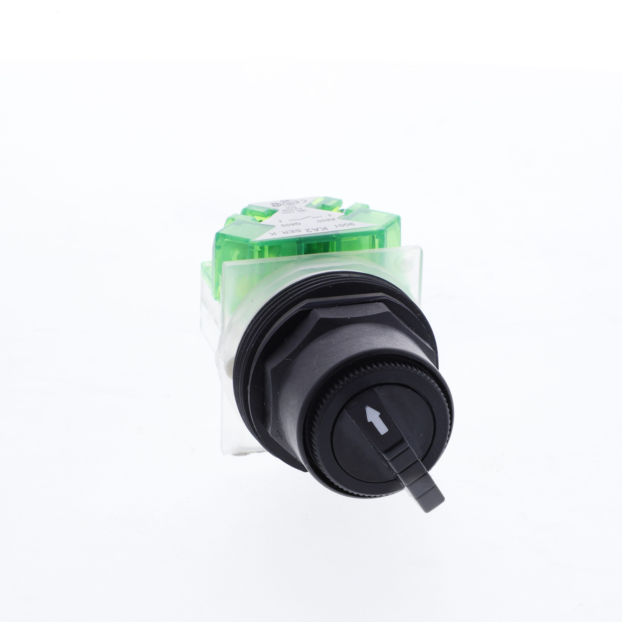 Selector switch, Harmony 9001SK, plastic, standard handle, black, 30mm, 2 positions, stay put, 1 NO