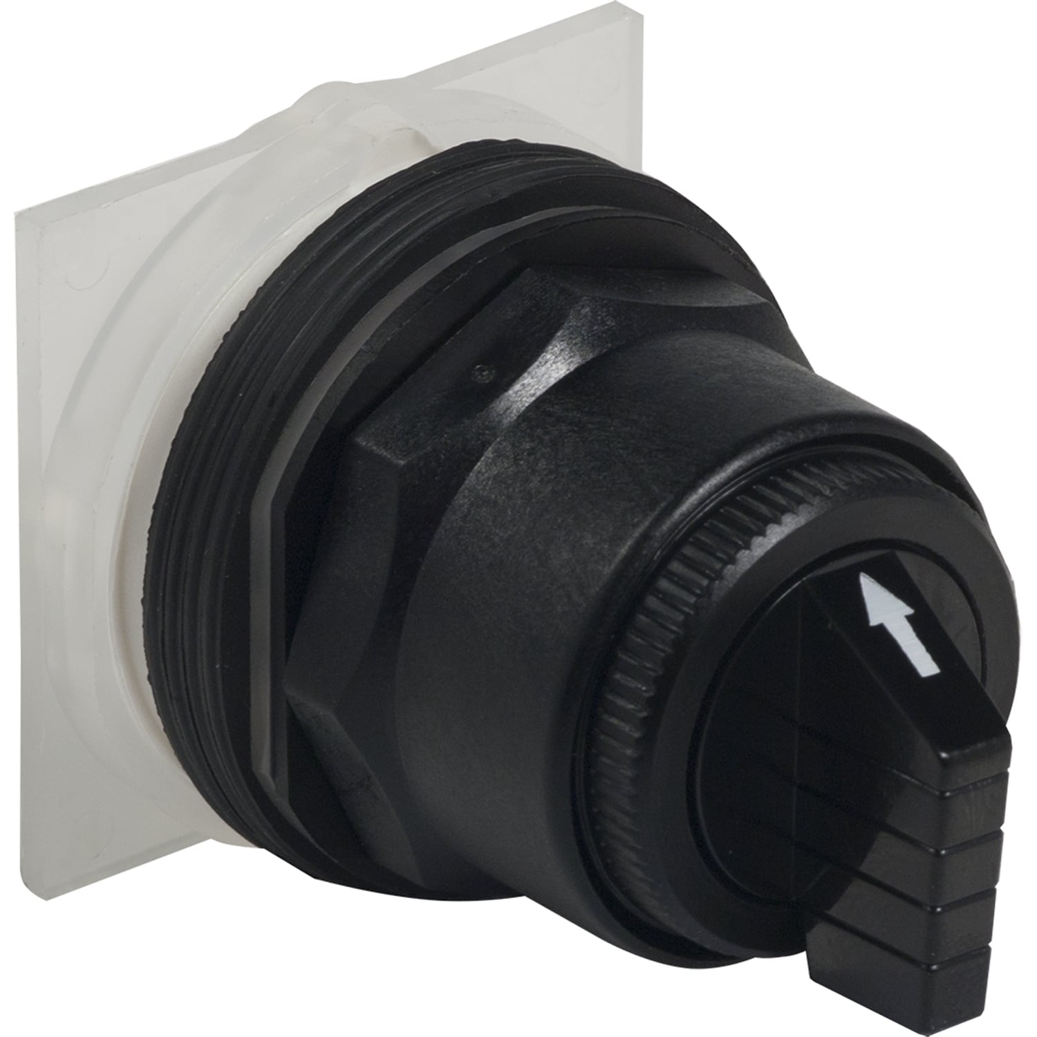 Head for selector switch, Harmony 9001SK, plastic, standard handle, black, 30mm, 3 positions, return both sides to center, cam code 2