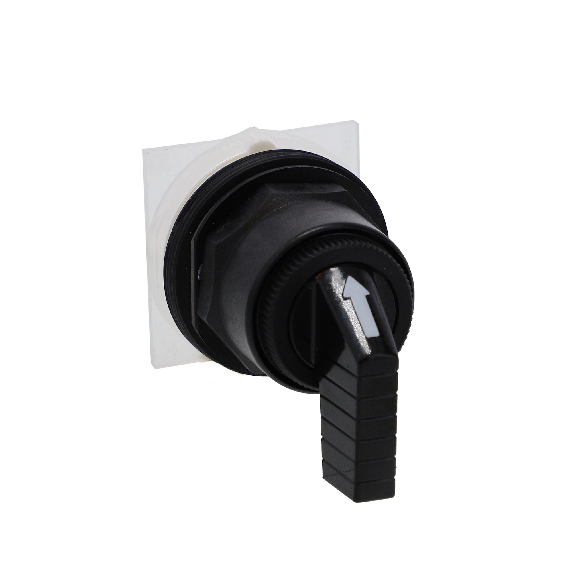 Selector switch head, Harmony 9001SK, plastic, long handle, black, 30mm, 3 positions, spring return right to center