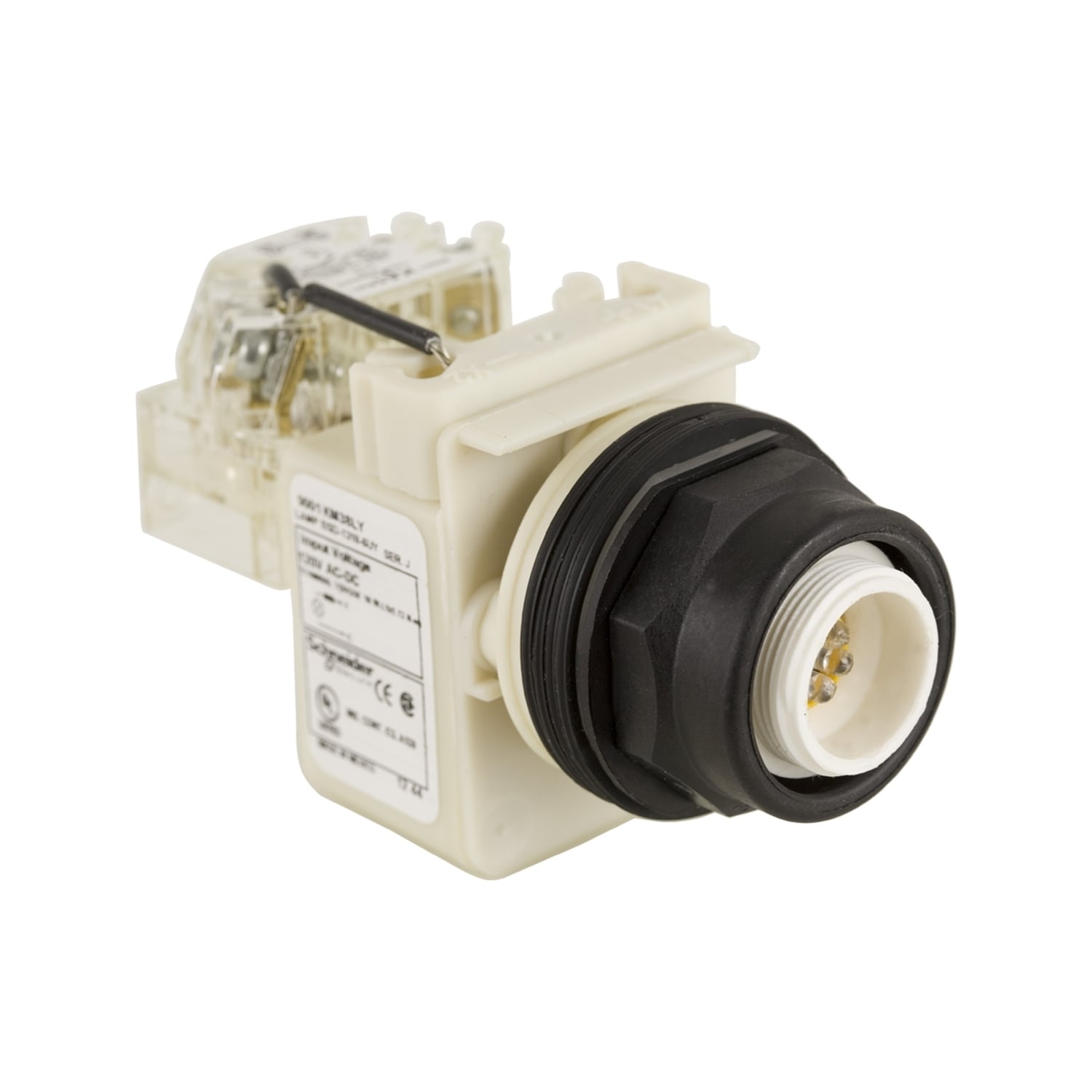 Push-to-test pilot light head, Harmony 9001SK, plastic, without cap, 30mm, LED yellow, 120V