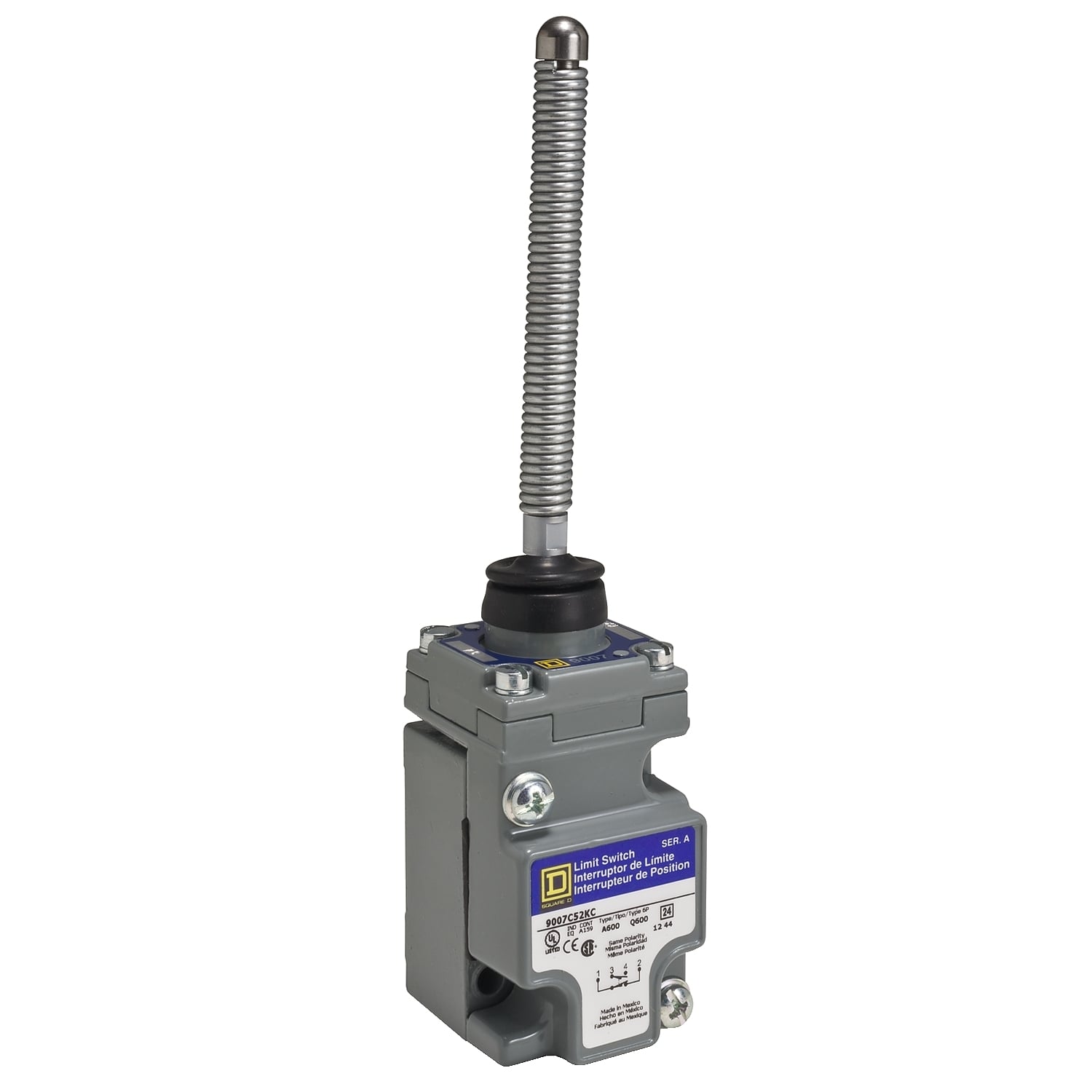 NEMA limit switch, 9007C, heavy duty, compact, spring return wobble stick, 10A, 600V, 1NO/1NC, NEMA 4, 6. 6P, 12, 13