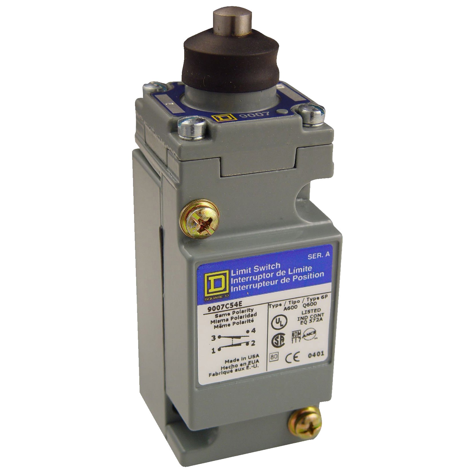 Limit switch, 9007, 600 V 10amp c +options