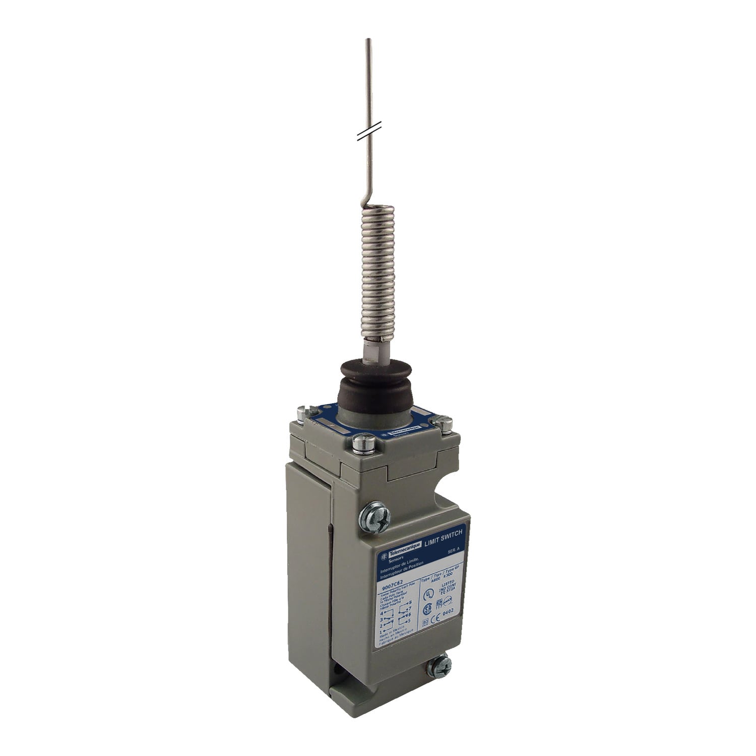 NEMA limit switch, 9007C, heavy duty, standard, spring return wobble stick, wire, 10A, 600V, 2NO/2NC, NEMA 4, 6P, 12, 13