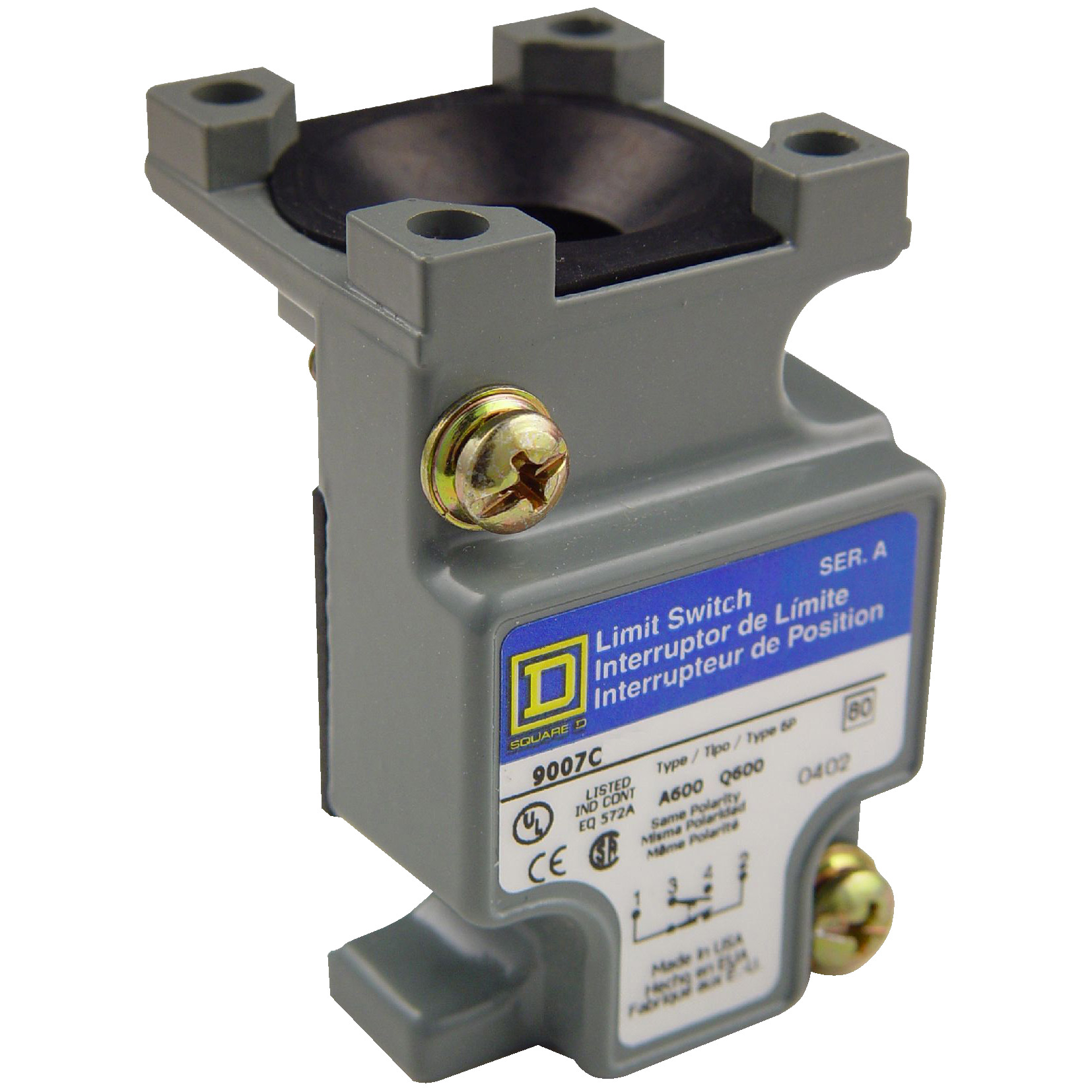 NEMA limit switch, 9007C, heavy duty, compact, plug in body, 10A, 600V, 1NO/1NC