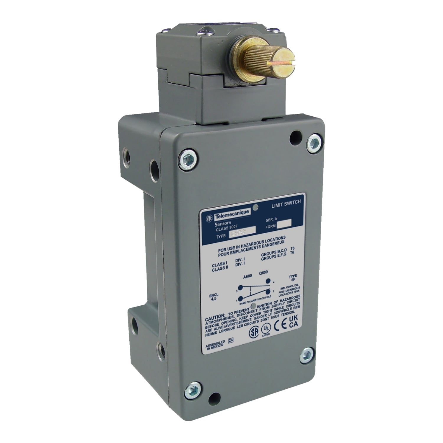NEMA limit switch, 9007C, heavy duty, standard, maintained contact lever, 10A, 600V, 1NO/1NC, NEMA 7/9