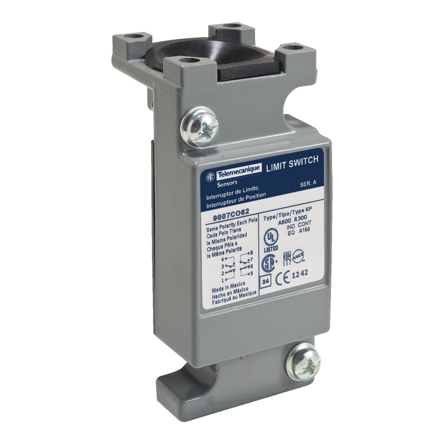Limit switch lever, 9007, 9007C zinc, fixed length, outside steel roller