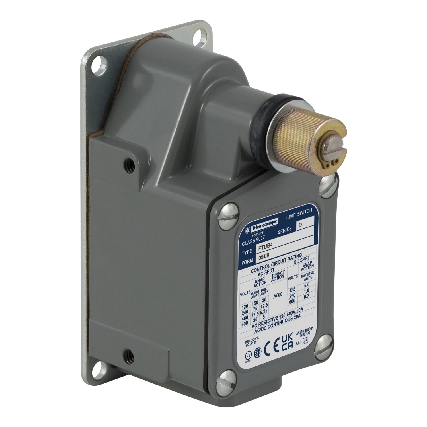 Limit switch, 9007, 600 VAC 12amp t+ft +options