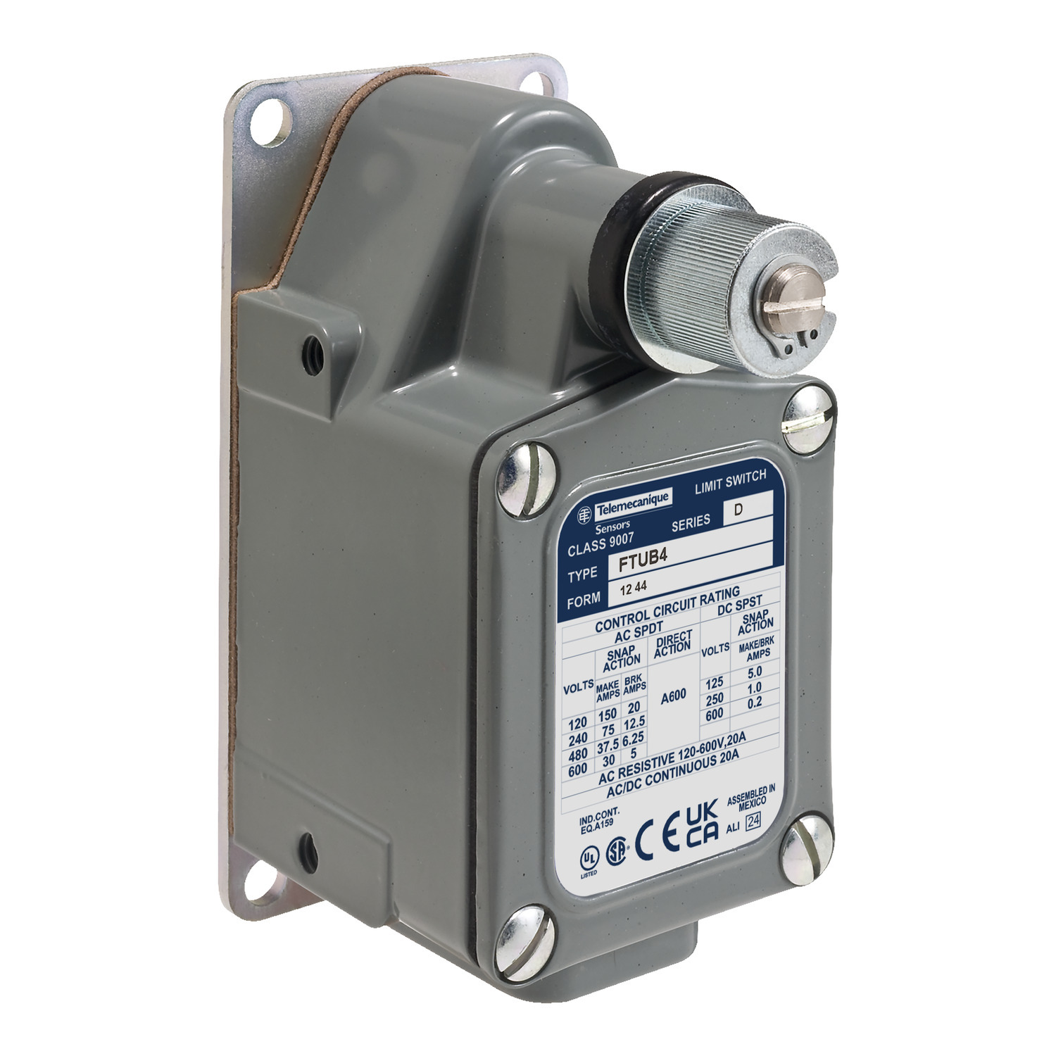 Limit switch, 9007, 9007FT foundry universal, maintained, CW+CCW, 1/2" NPT