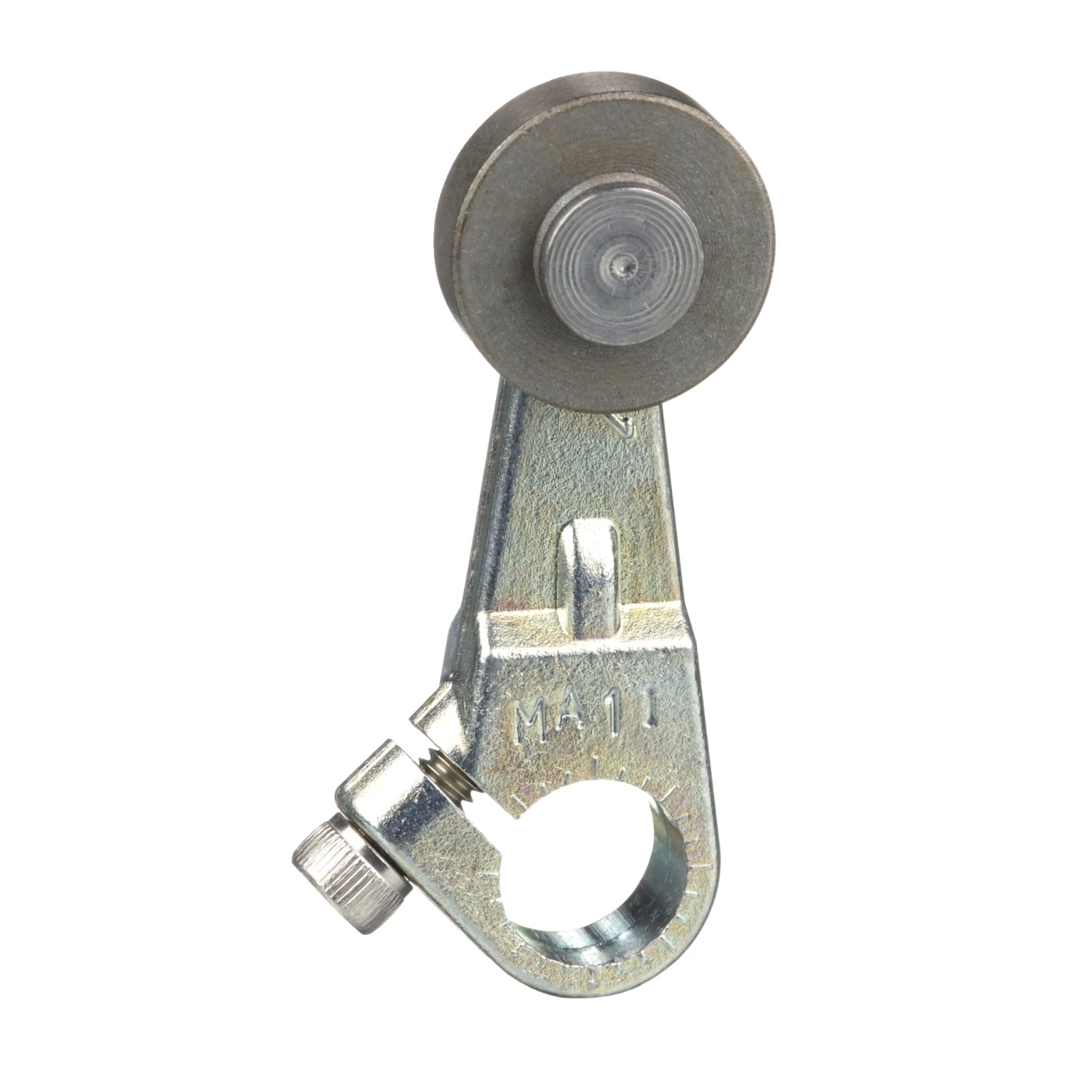 limit switch lever arm, 9007C, 1.5 inch long cast zinc lever arm, 0.75 inch diameter roller, 0.25 inch wide roller