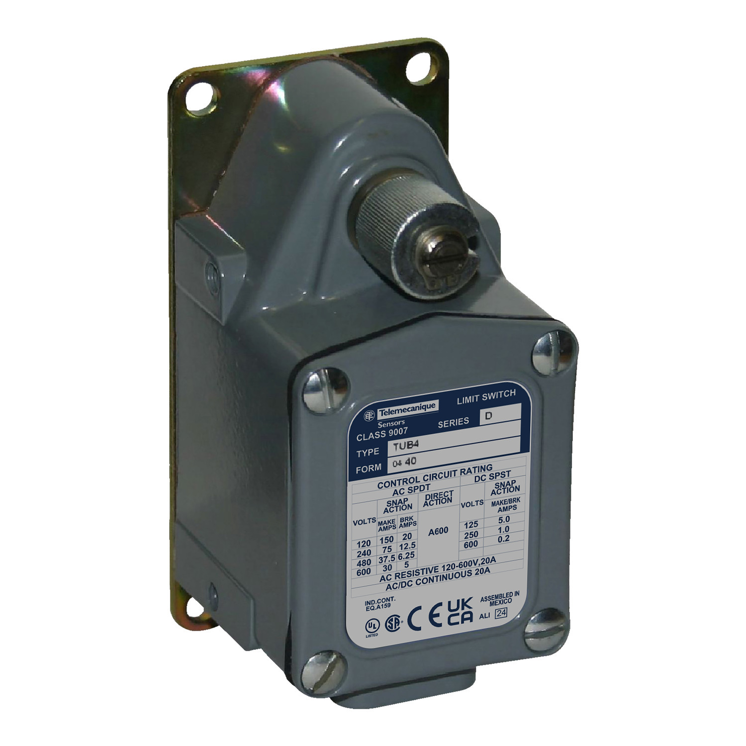 Limit switch, 9007, 600 VAC 30amp t +options