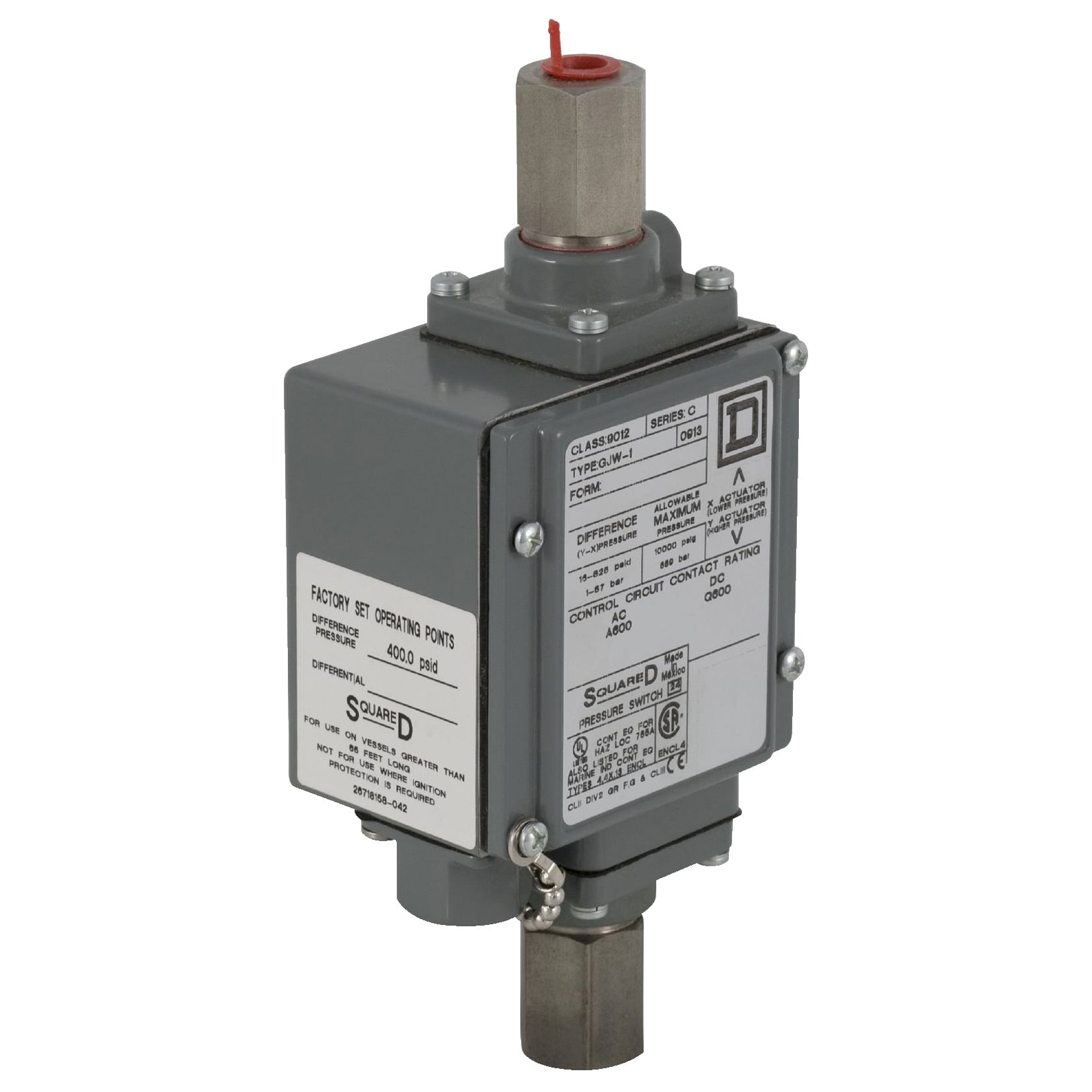 9012G, pressure switch 9012 g, adjustable scale, 2 thresholds, 0 to 5000 PSIG