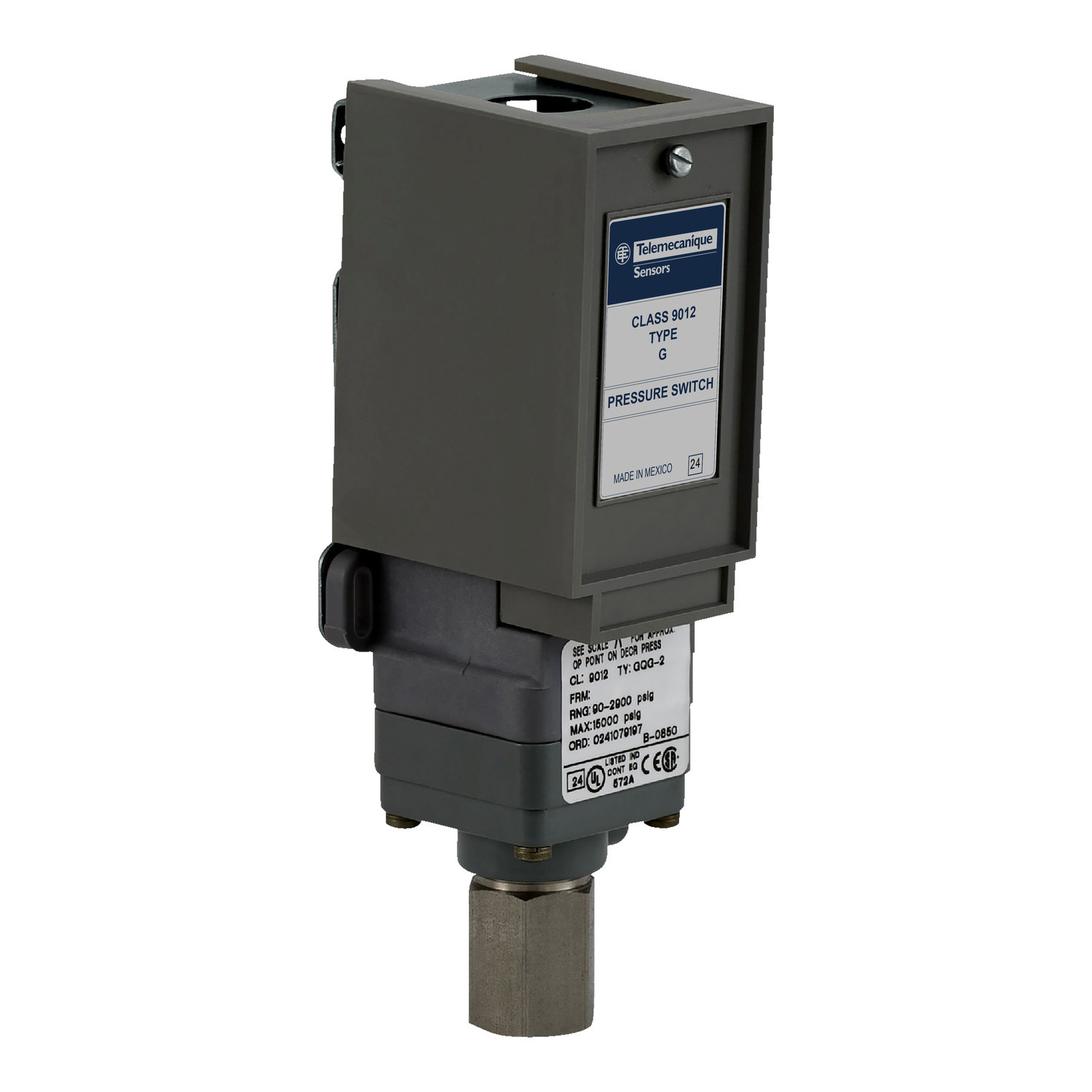 Pressure switch 9012G, fixed scale, 1 threshold, 3.0 to 150 PSIG