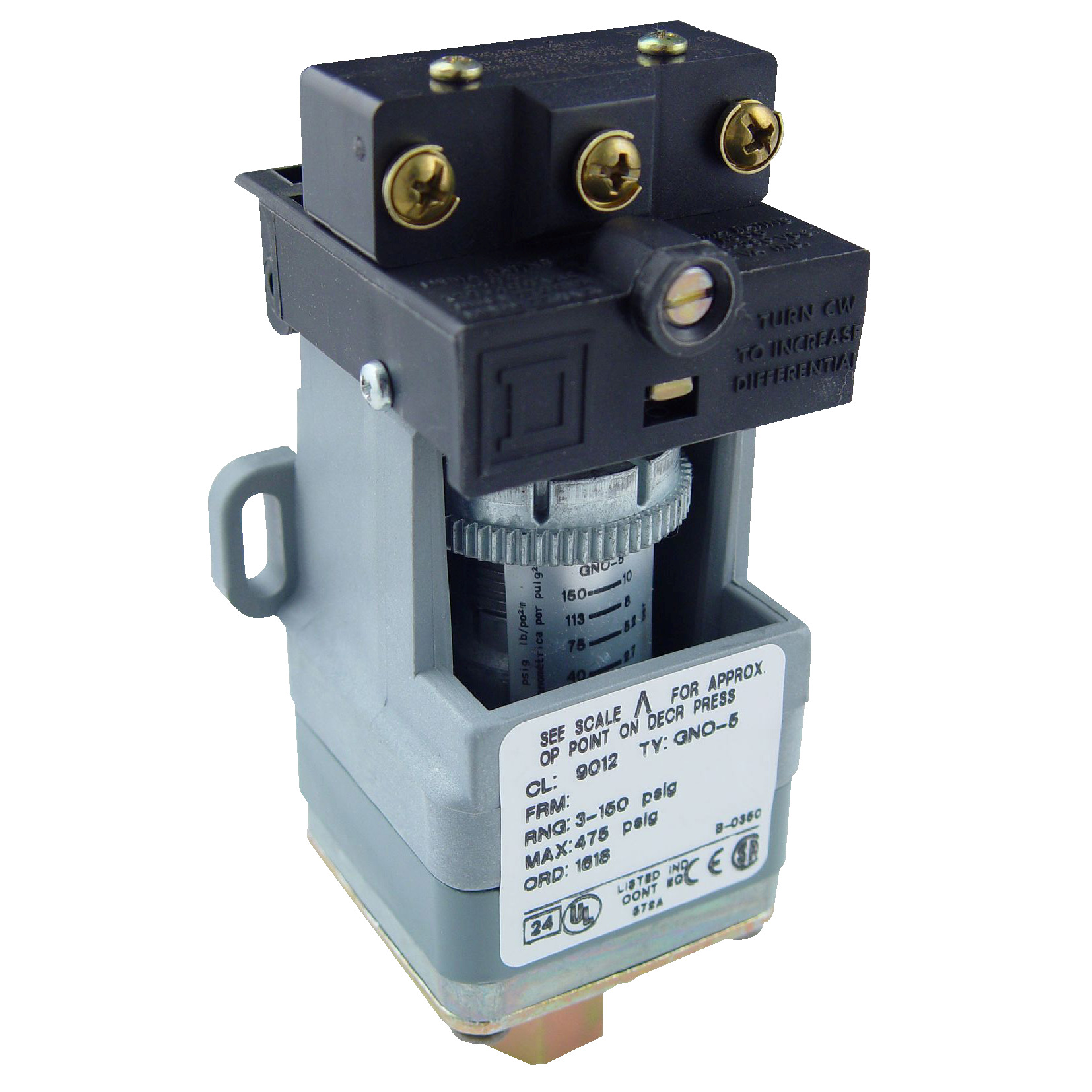 9012G, pressure switch 9012 g, fixed scale, 1 threshold, 1.0 to 40 PSIG
