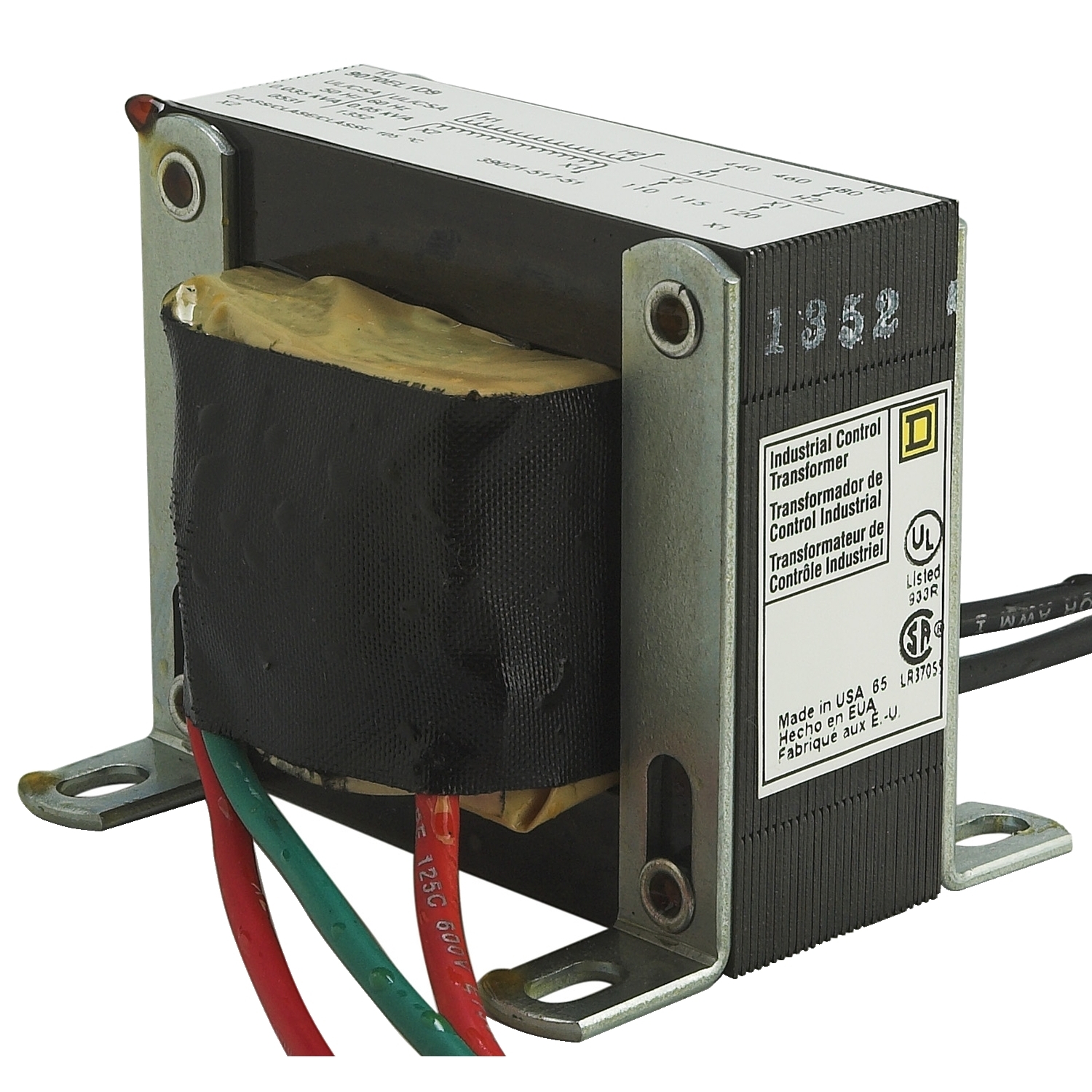 Transformer, Type EL, industrial control, 50VA, 1 phase, 480V primary, 120V secondary, 55C rise