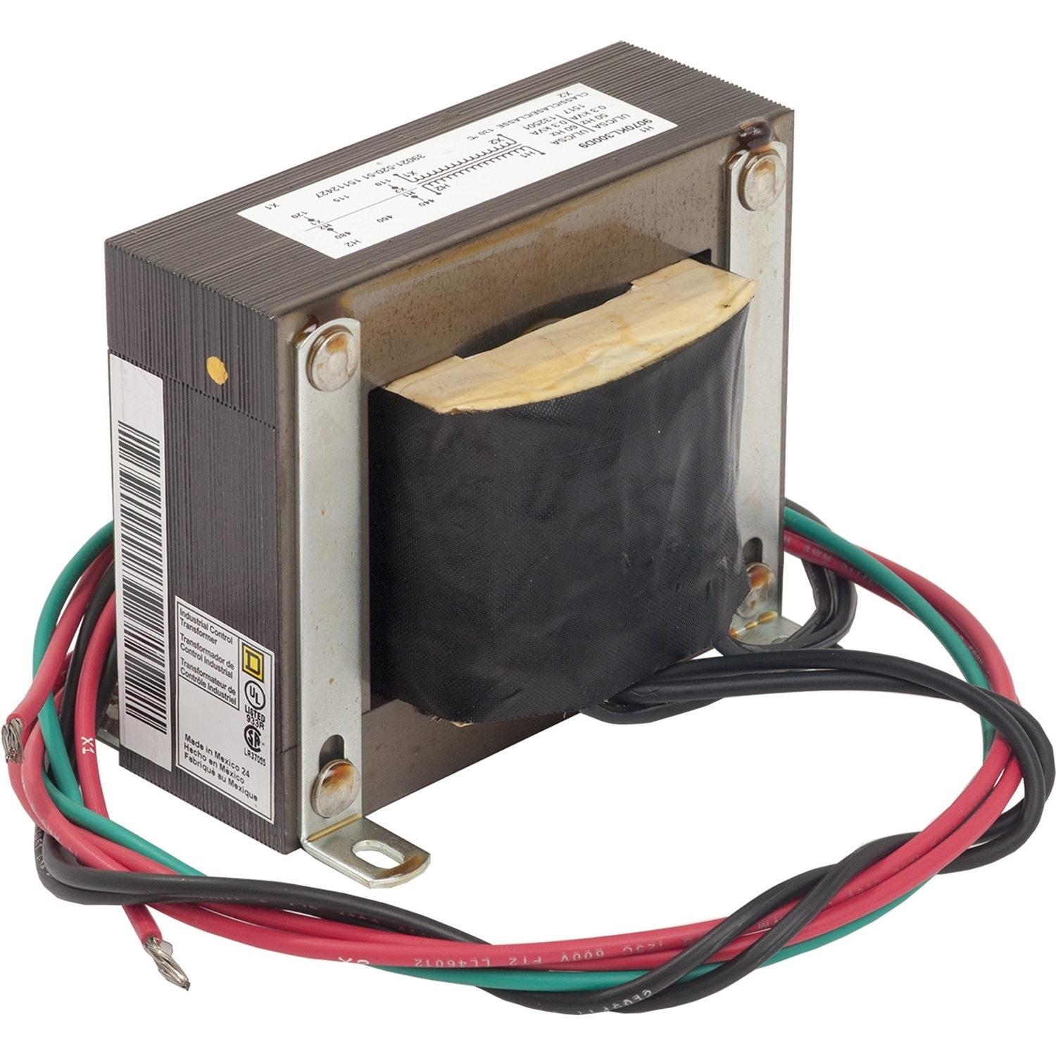 Transformer, Type KL, industrial control, 300VA, 1 phase, 480V primary, 120V secondary, 80C rise