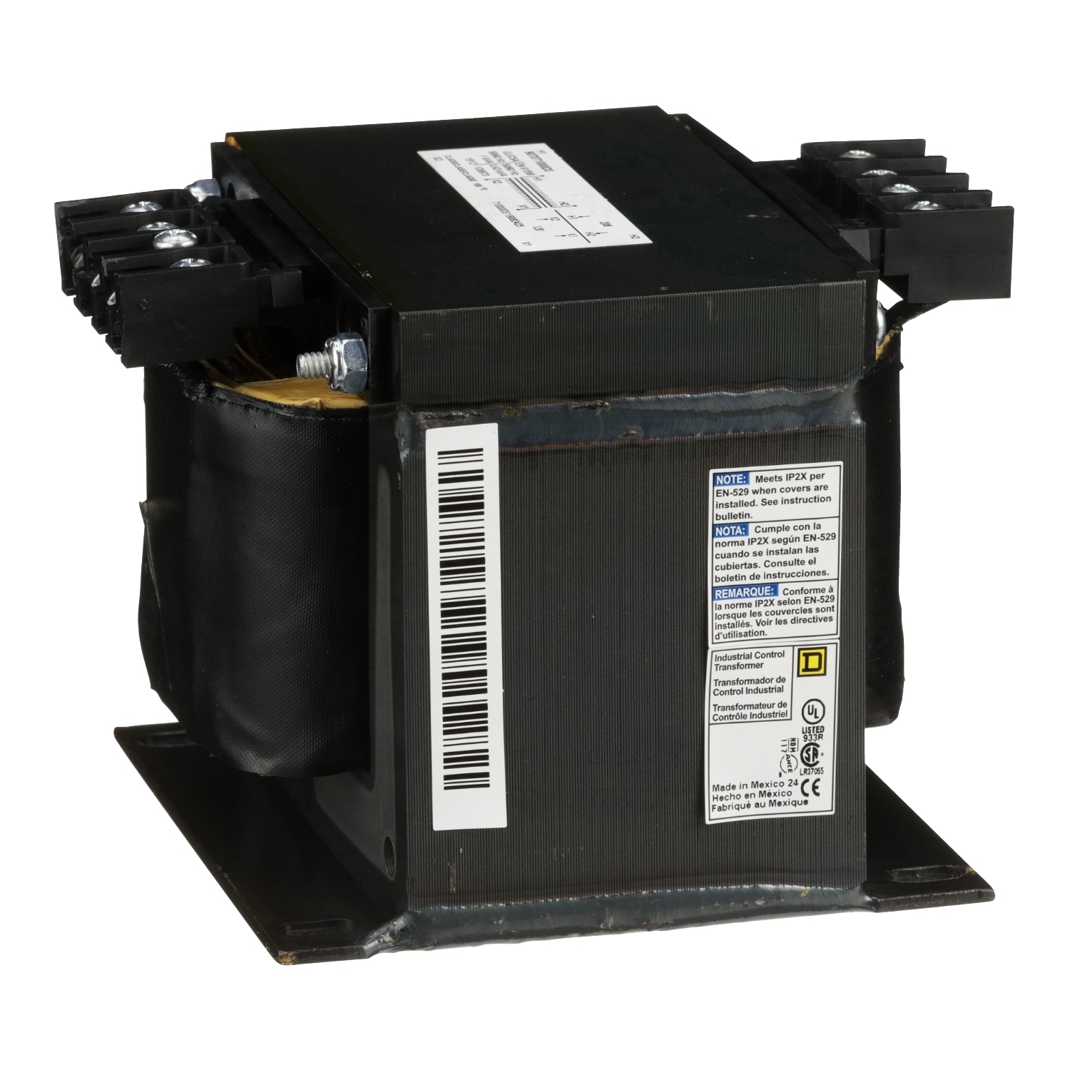 Transformer, Type T, industrial control, 1000VA, 1 phase, 208V primary, 120V secondary, 115C rise