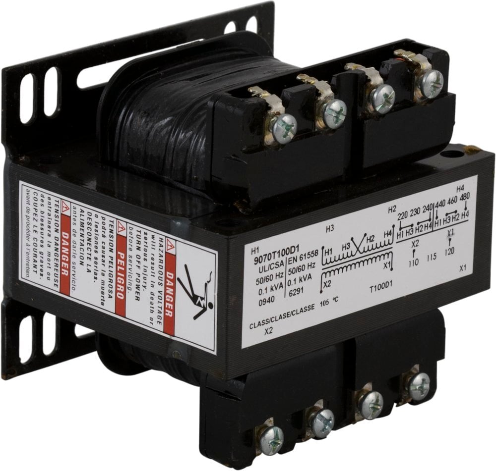 Transformer, Type T, industrial control, 100VA, 1 phase, 380V primary, 240V secondary, 55C rise