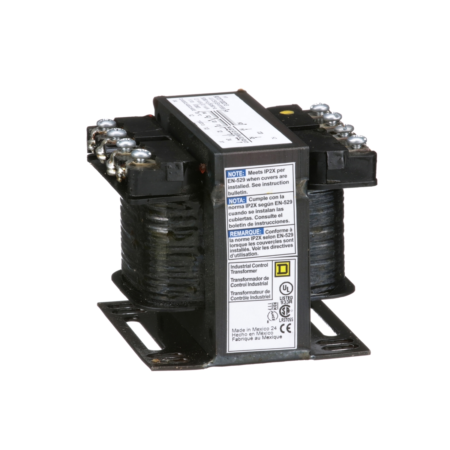 Transformer, Type T, industrial control, 100VA, 1 phase, 120V primary, 12/24V secondary, 55C rise