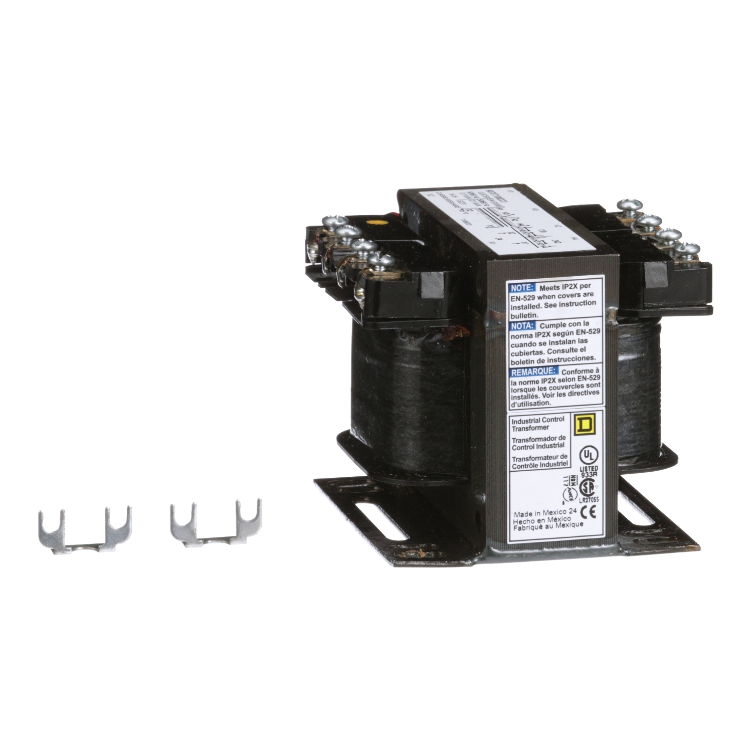 Transformer, Type T, industrial control, 100VA, 1 phase, 120x240V primary, 24V secondary, 55C rise