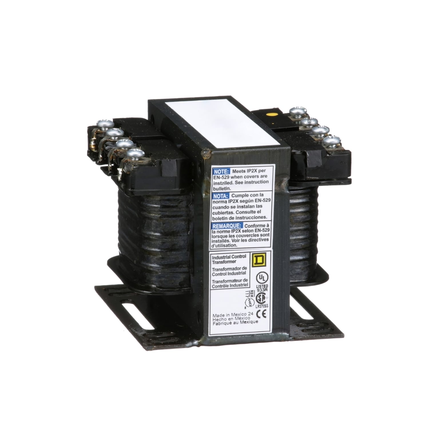 Transformer, Type T, industrial control, 100VA, 1 phase, 120V primary, 120V secondary, 55C rise