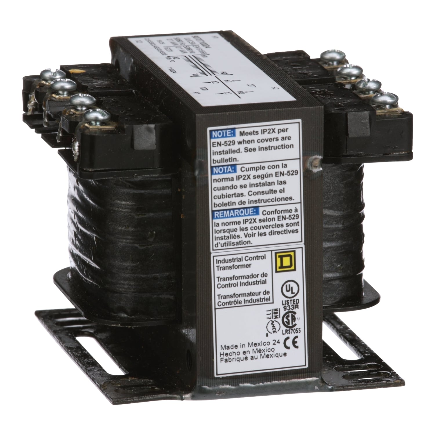 Transformer, Type T, industrial control, 100VA, 1 phase, 277V primary, 120V secondary, 55C rise