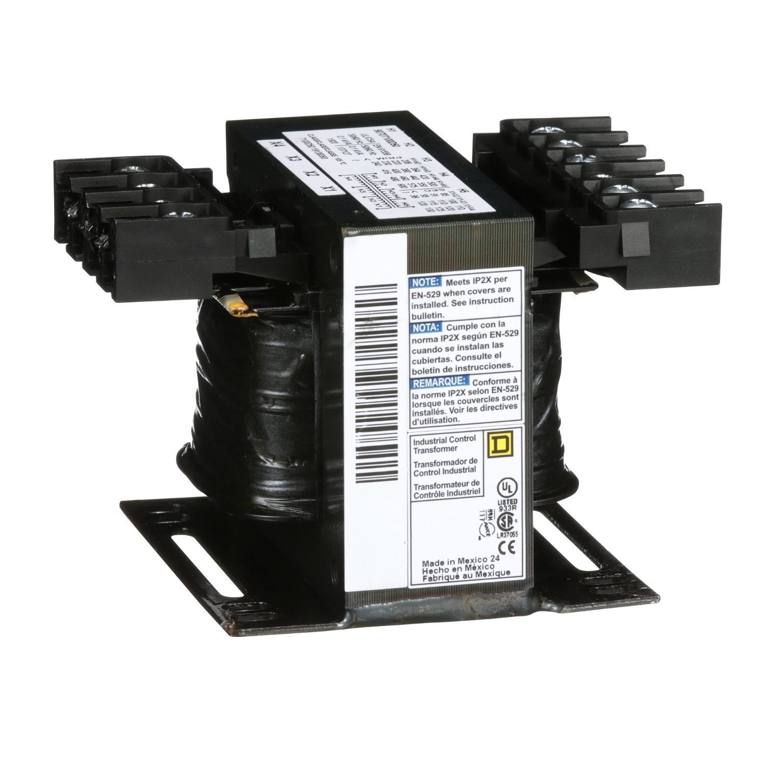 Transformer, Type T, industrial control, 100VA, 1 phase, 240/416/480/600V primary, 99/120/130V secondary, 55C rise