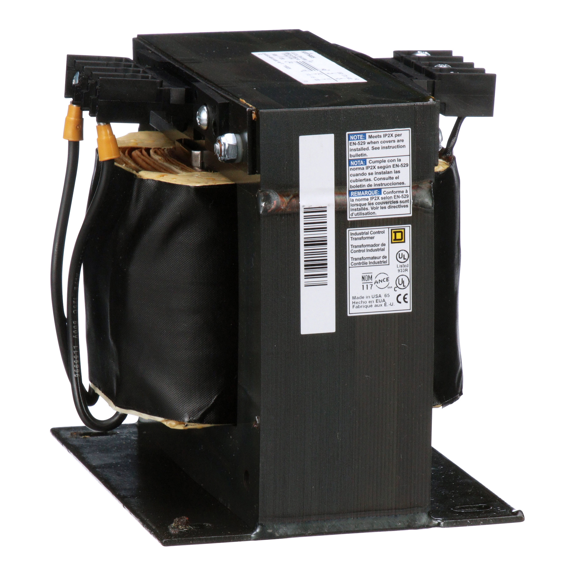 Transformer, Type T, industrial control, 1500 VA, 480 VAC primary / 240 VAC secondary, 1 phase, 50/60 Hz, 55 C rise