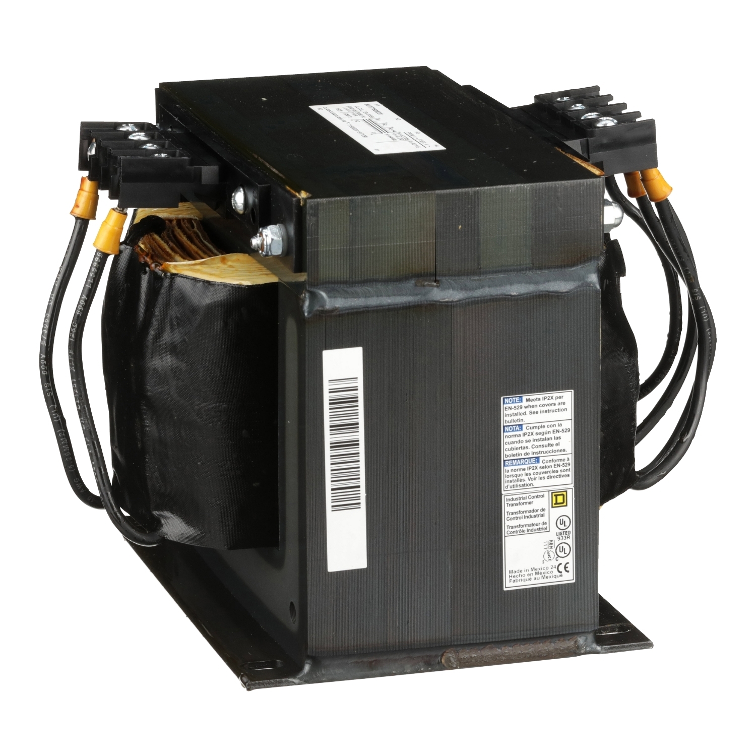 Transformer, Type T, industrial control, 1500VA, 1 phase, 208/230/460V primary, 115V secondary, 115C rise